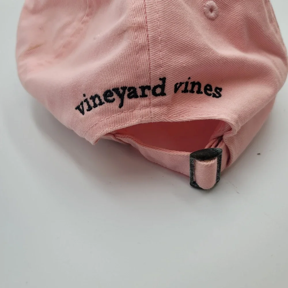 Vineyard Vines Womens Pink Whale Logo Adjustable Baseball Cap Hat Cotton Twill